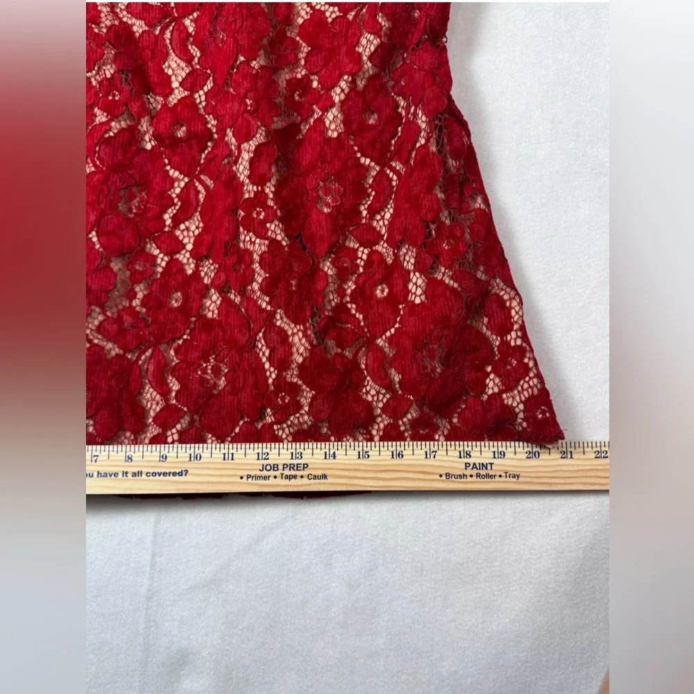 Free People Size‎ 12 Red Love Laced Corduroy V-Neck Mini Dress